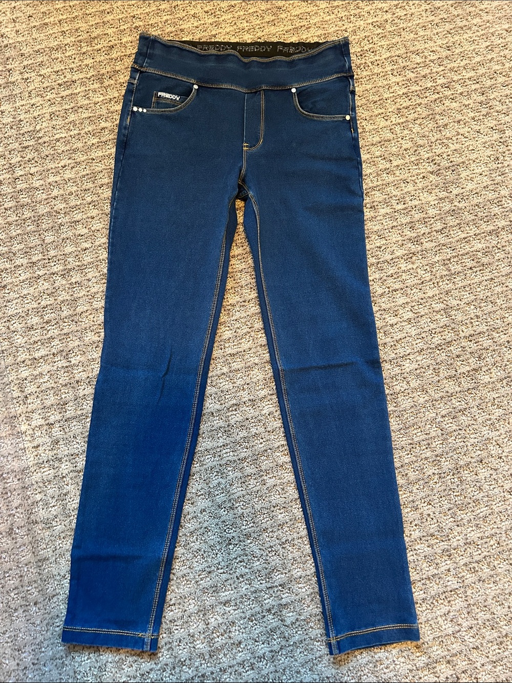 Freddy Navy Skinny Jeggings with Contrast Stitching